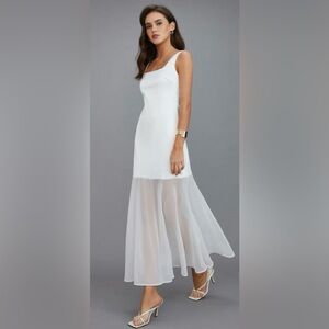 NWT White Sheer Midi Dress
